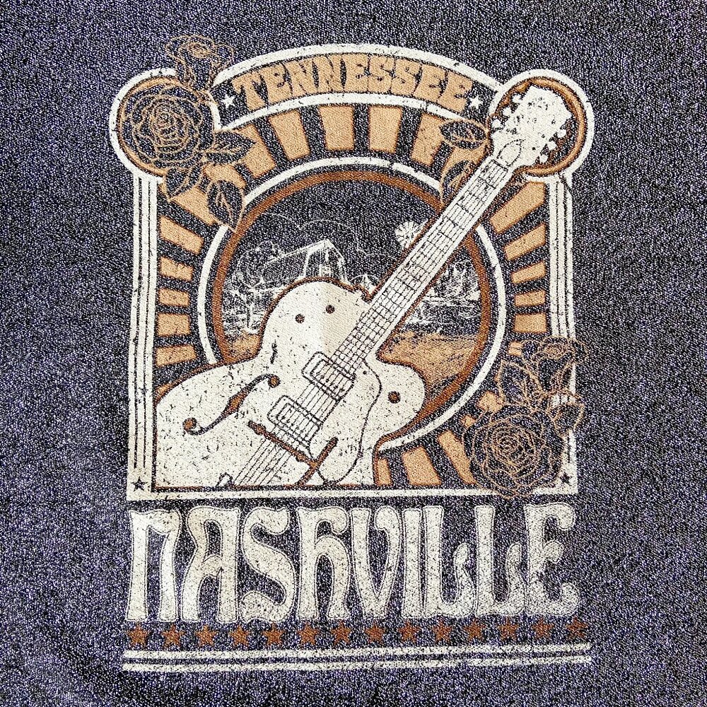 Altar'd State Sparkly Metallic Silver Nashville Graphic Cropped Shirt Size L - Picture 7 of 9